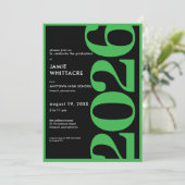 Modern Minimal Green Typography Graduation Party 招待状 (スタンド正面)