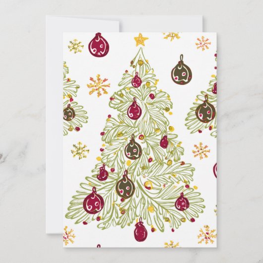 Modern minimal hand drawn Christmas New year card シーズンカード (正面)