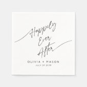 Modern Minimal Happily Ever After Wedding Script スタンダードカクテルナプキン (正面)