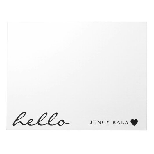 Modern Minimal Heart Clean White Design ノートパッド (正面)