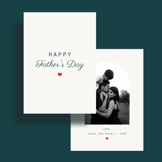 Modern Minimal Heart Custom Photo Father's Day カード