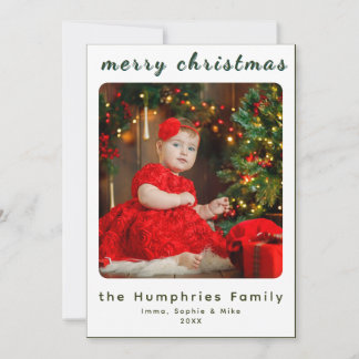 Modern Minimal Holiday Family Photo Card サンキューカード