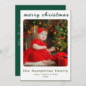 Modern Minimal Holiday Family Photo Card サンキューカード (正面/裏面)