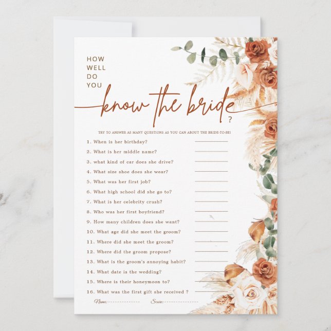 Modern Minimal How Well Do You Know the Bride Game (正面)