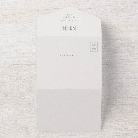 Modern Minimal Intimate Wedding オールインワン招待状 (外側)