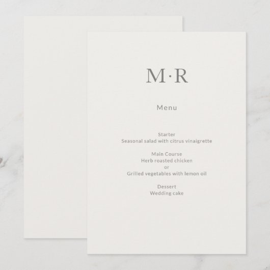 Modern Minimal Intimate Wedding メニュー (正面/裏面)