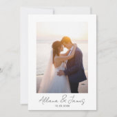 Modern Minimal Just Married Photo Announcement 招待状 (正面)