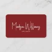 Modern Minimal Life Coach QR Code | Cherry Red 名刺 (正面)