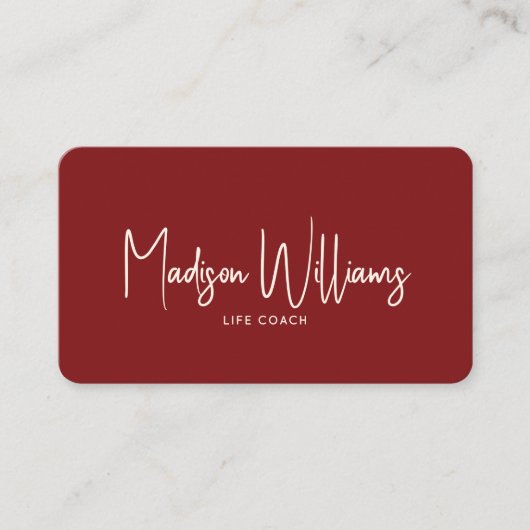 Modern Minimal Life Coach QR Code | Cherry Red 名刺 (正面)