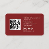 Modern Minimal Life Coach QR Code | Cherry Red 名刺 (裏面)