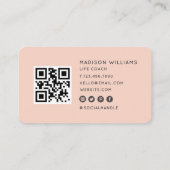 Modern Minimal Life Coach QR Code | Dusty Pink  名刺 (裏面)