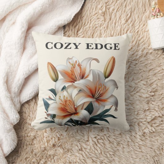 Modern Minimal Lily Botanical Decorative  クッション (ブランケット)