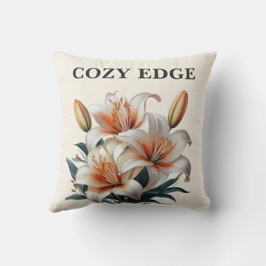 Modern Minimal Lily Botanical Decorative  クッション (裏面)