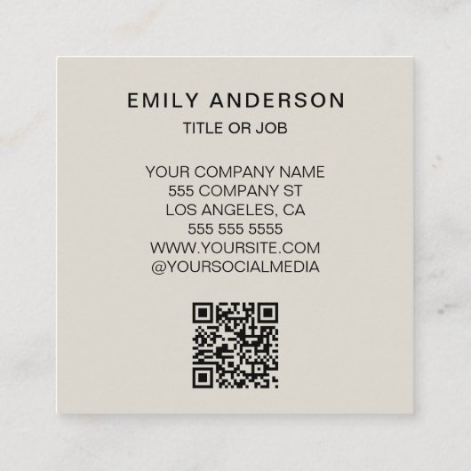 Modern Minimal Logo QR スクエア名刺 (裏面)