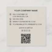 Modern Minimal Logo QR Social Media スクエア名刺 (裏面)