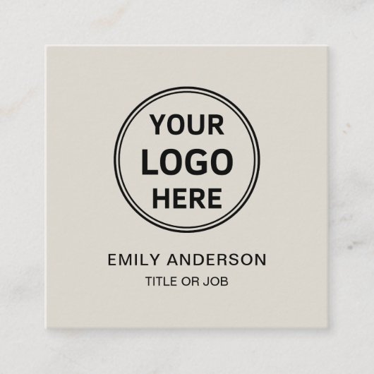 Modern Minimal Logo QR Social Media スクエア名刺 (正面)