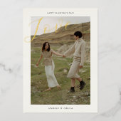 Modern Minimal Love Script Photo Valentine's 箔シーズンカード (正面)