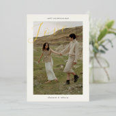 Modern Minimal Love Script Photo Valentine's 箔シーズンカード (立ち正面)