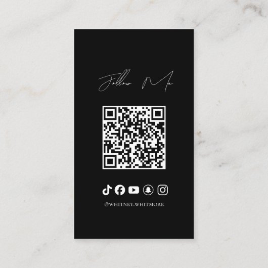 Modern Minimal Luxury Social Influencer QR Code 名刺 (裏面)