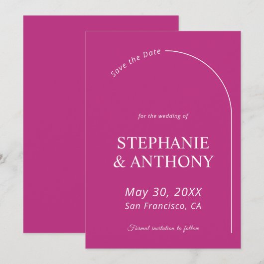 Modern Minimal Magenta with Arch Wedding (正面/裏面)