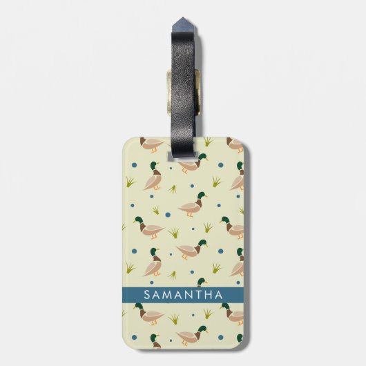 Modern Minimal Mallard Duck Pattern ラゲッジタグ (裏面縦)