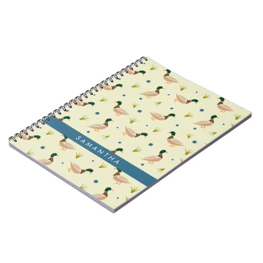 Modern Minimal Mallard Duck Pattern Notebook ノートブック (左側)