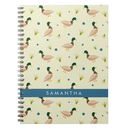 Modern Minimal Mallard Duck Pattern Notebook ノートブック (正面)