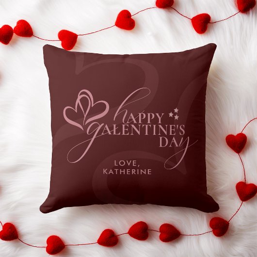 Modern Minimal Maroon Chic Typography Galentine's クッション