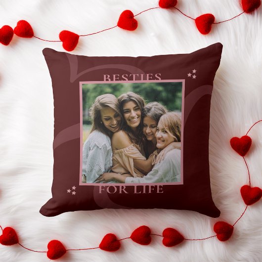 Modern Minimal Maroon Chic Typography Galentine's クッション