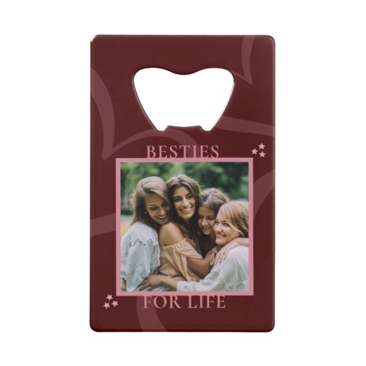 Modern Minimal Maroon Chic Typography Galentine's クレジットカード栓抜き (正面)