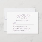 Modern Minimal Mauve Script Wedding 出欠カード (正面)
