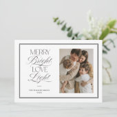 Modern Minimal Merry Bright Love Light Photo シーズンカード (スタンド正面)