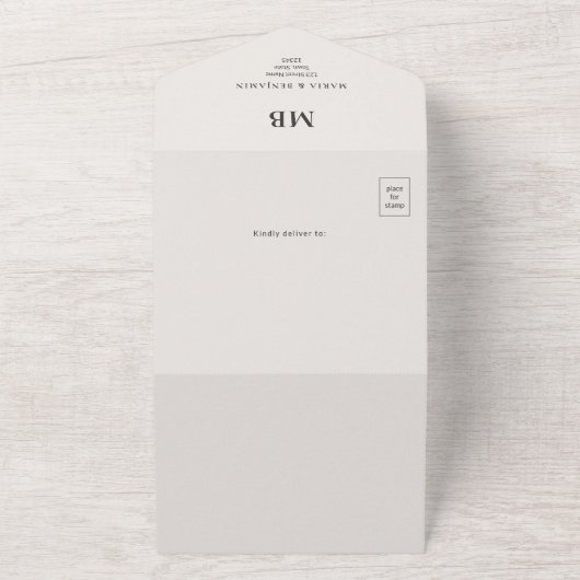 Modern Minimal Micro Wedding All-in-One Invite オールインワン招待状 (外側)