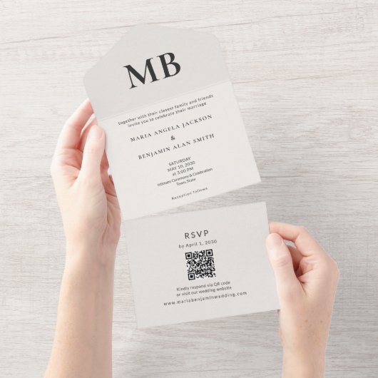 Modern Minimal Micro Wedding All-in-One Invite オールインワン招待状 (貼ってはがせる)