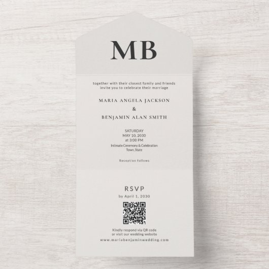 Modern Minimal Micro Wedding All-in-One Invite オールインワン招待状 (内側)