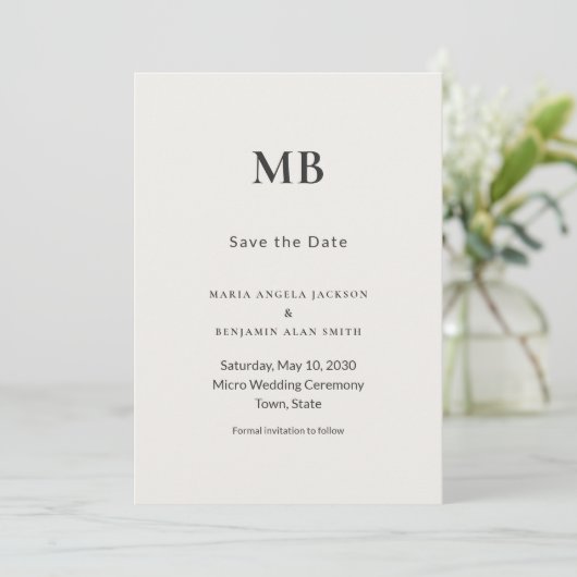 Modern Minimal Micro Wedding Save the Date (スタンド正面)