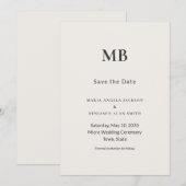 Modern Minimal Micro Wedding Save the Date (正面/裏面)