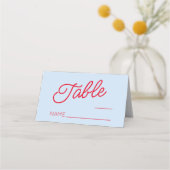 Modern Minimal Minimalist Blue and Red Wedding プレイスカード (正面)