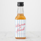 Modern Minimal Minimalist Blue Red Wedding Mini リキュールボトルラベル (正面)