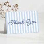 Modern Minimal Minimalist Blue Stripes Wedding サンキューカード