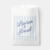 Modern Minimal Minimalist Blue Stripes Wedding フェイバーバッグ (正面)