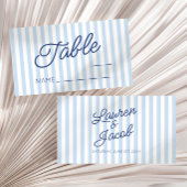 Modern Minimal Minimalist Blue Stripes Wedding プレイスカード