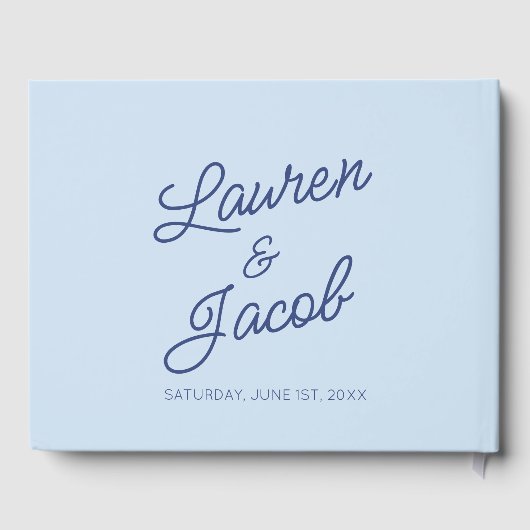 Modern Minimal Minimalist Blue Wedding ゲストブック (裏面)