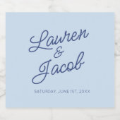 Modern Minimal Minimalist Blue Wedding ビールラベル (シングルラベル)