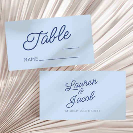 Modern Minimal Minimalist Blue Wedding プレイスカード