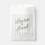 Modern Minimal Minimalist Green Stripes Wedding フェイバーバッグ (正面)