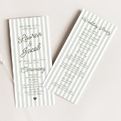Modern Minimal Minimalist Green Stripes Wedding プログラム