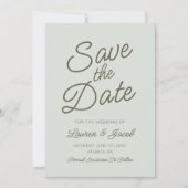 Modern Minimal Minimalist Green Wedding セーブザデート (正面)