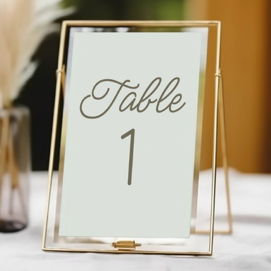 Modern Minimal Minimalist Green Wedding テーブルナンバー
