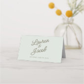 Modern Minimal Minimalist Green Wedding プレイスカード (裏面)